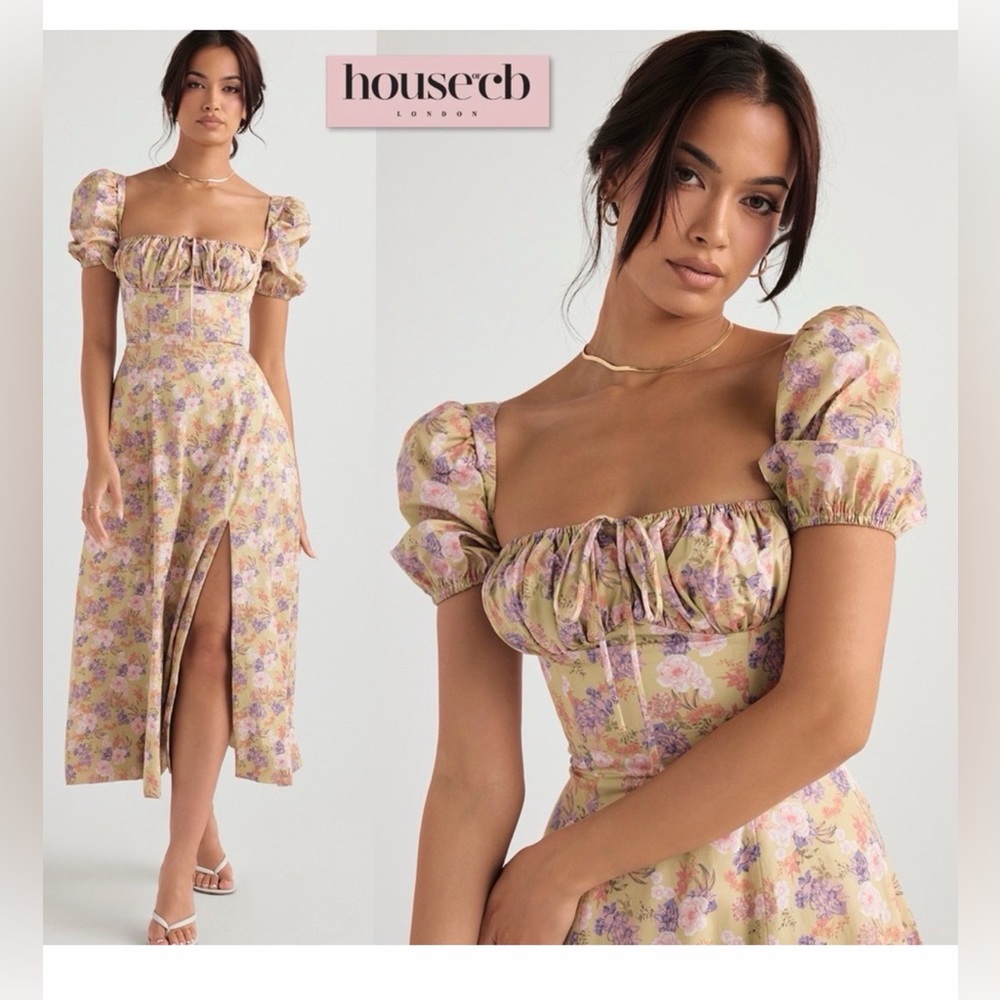House of CB Floral Puff Sleeve Dress NWT